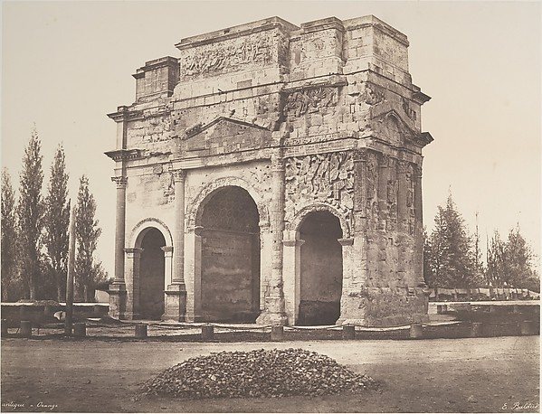 Arc antique à Orange, Edouard Baldus, 1853. The Met, public domain.