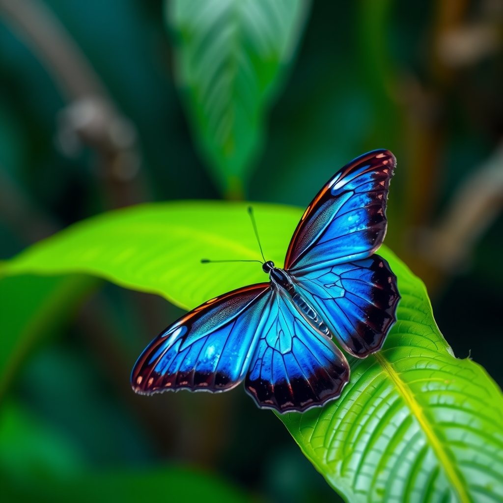 Blue morpho. The blue is structure, not pigment.