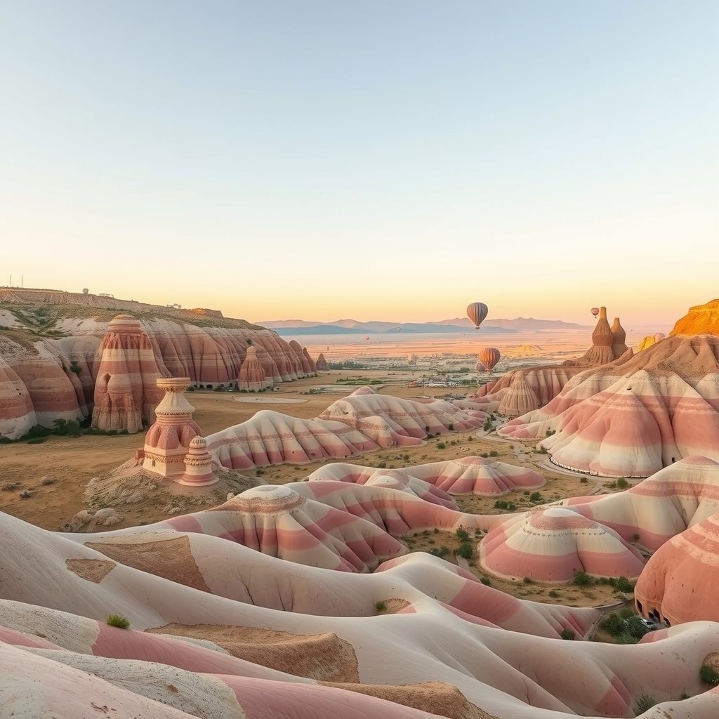 Göreme at dawn. The balloons go up every morning the wind allows.