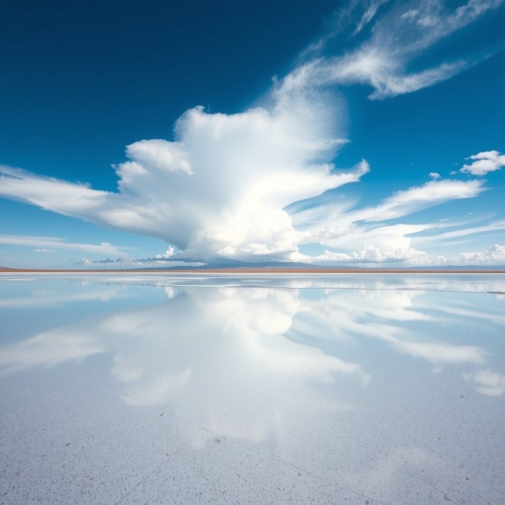 Salar de Uyuni in the wet season. The sky goes all the way down.