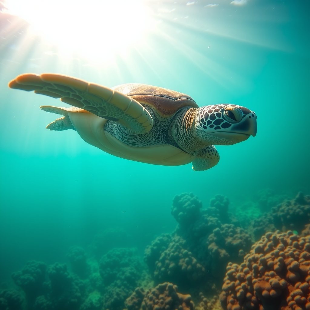Green turtle, Ningaloo reef.