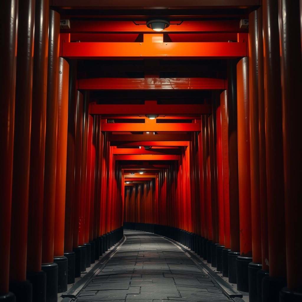 Shrine gates without the crowds.