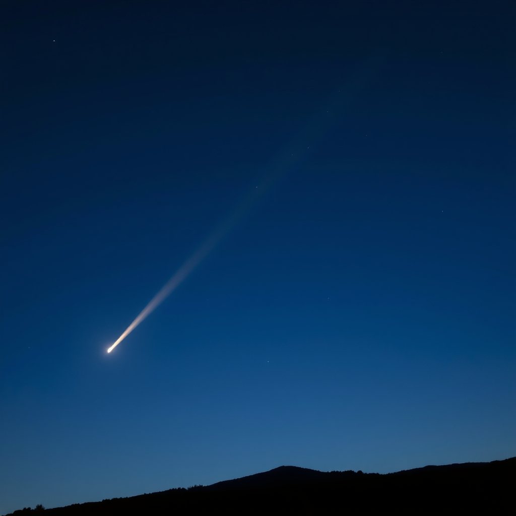A comet after sunset. Ice and dust, lit by the Sun.