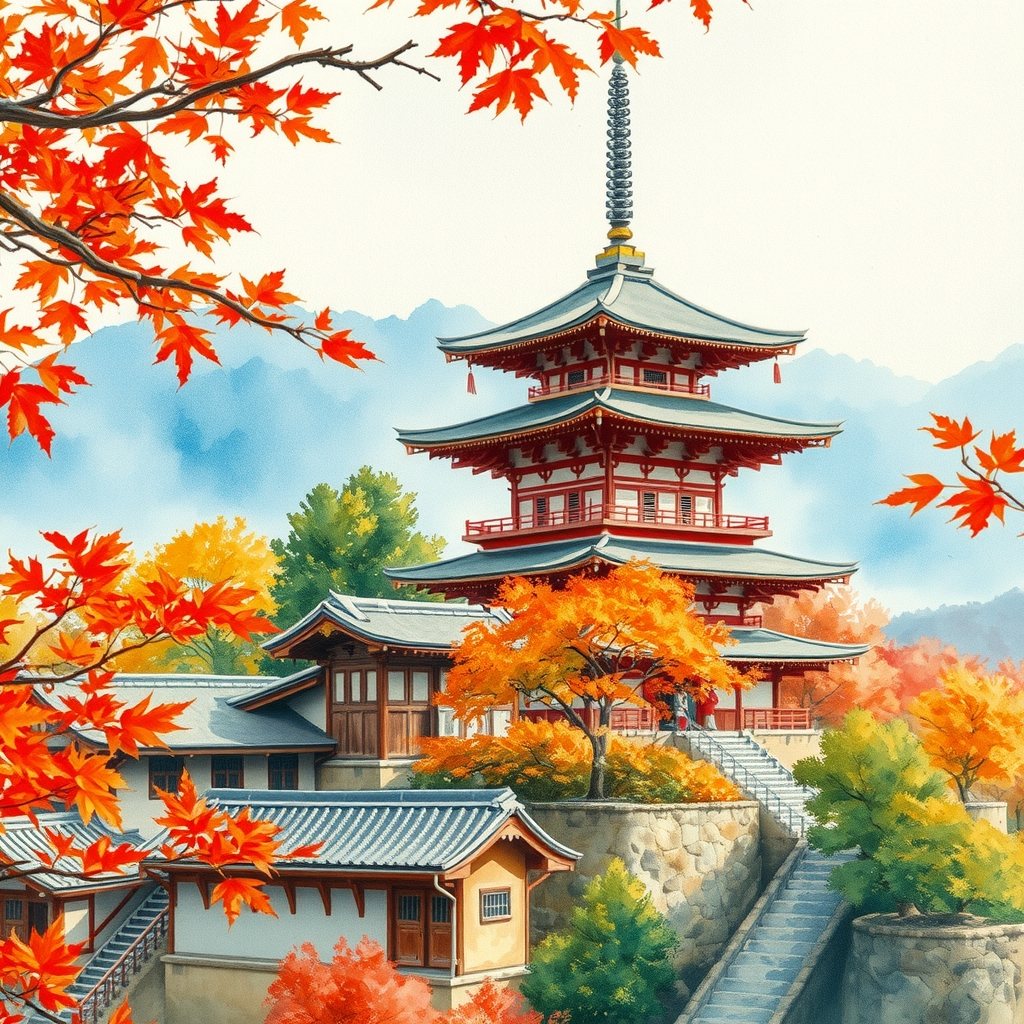 Kyoto, carnet rouge et or.